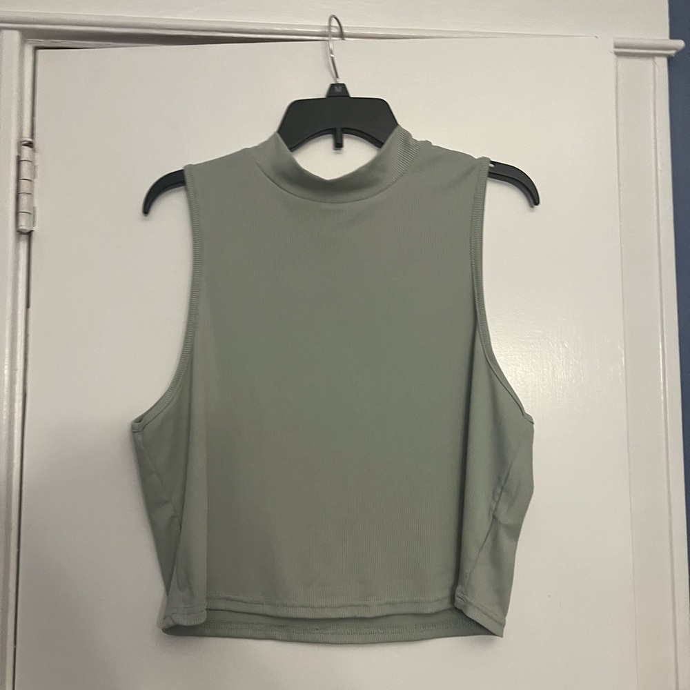 Green Tank Top Mock Neck